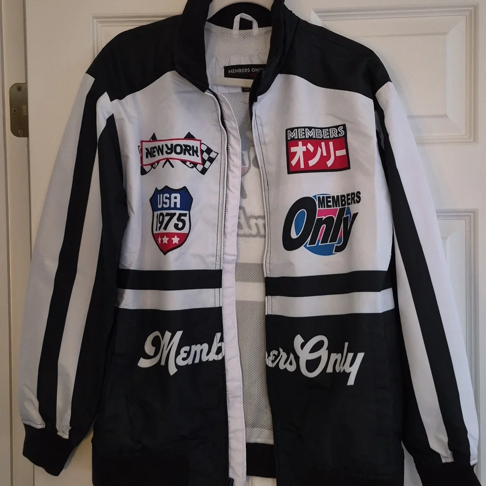 Members Only Black & White Racing Track Jacket NWT Sz S